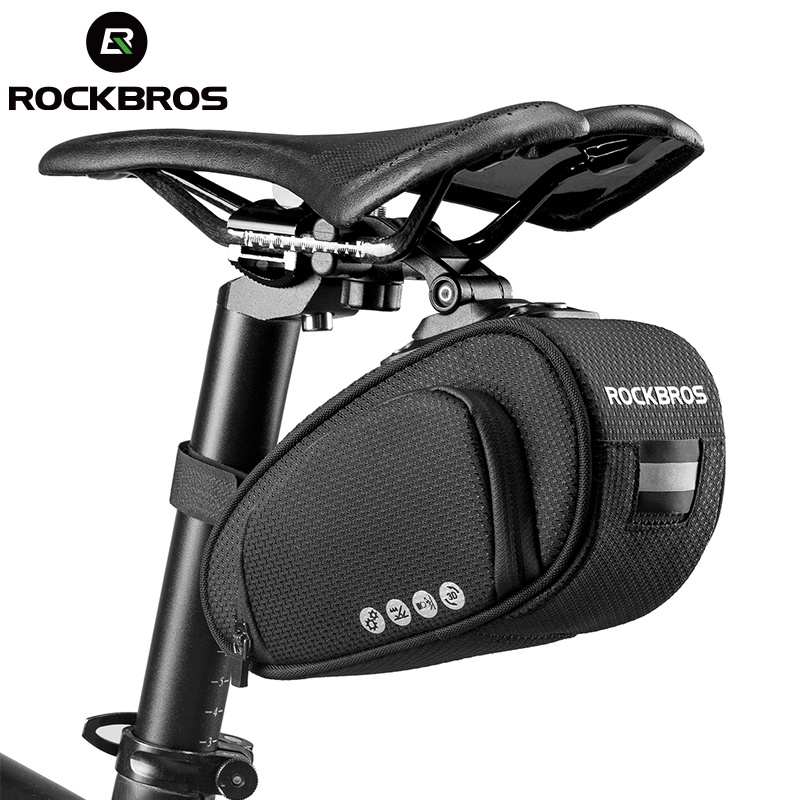 Túi gắn sau yên ROCKBROS phản quang chống thấm nước kèm giá đỡ tháo lắp nhanh cho xe đạp MTB xe đạp đường bộ