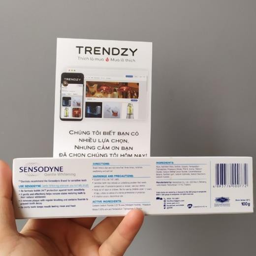 [Sale 30% + Quà tặng] Kem đánh răng Sensodyne Gentle Whitening 100G - Made in Thailan