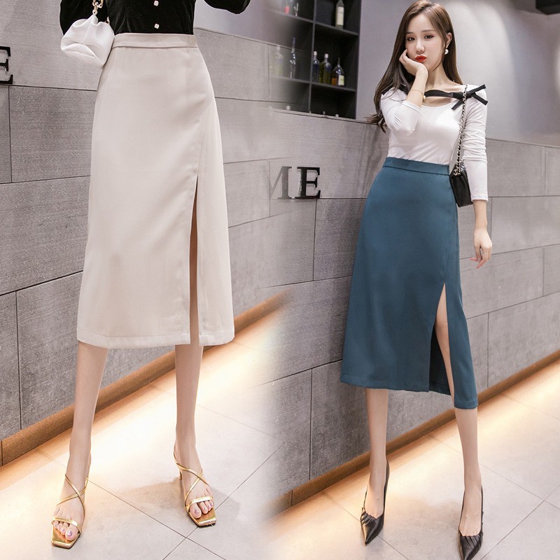 [Chân váy công sở] [Chân váy dài] Chân váy dài Ulzang- Chân váy nữ xẻ tà phong cách Hàn Quốc | BigBuy360 - bigbuy360.vn