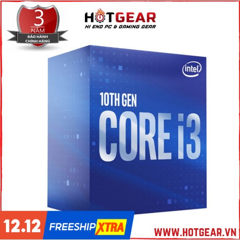 CPU Intel Core i3 10100F 3.6GHz up to 4.3GHz, 4 nhân 8 luồng socket 1200 Box Chính hãng