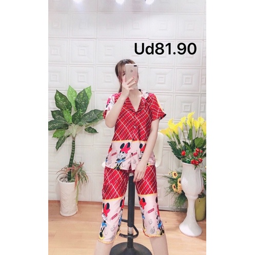 Bộ satin lụa in hình 3D vải mềm mịn không nhăn