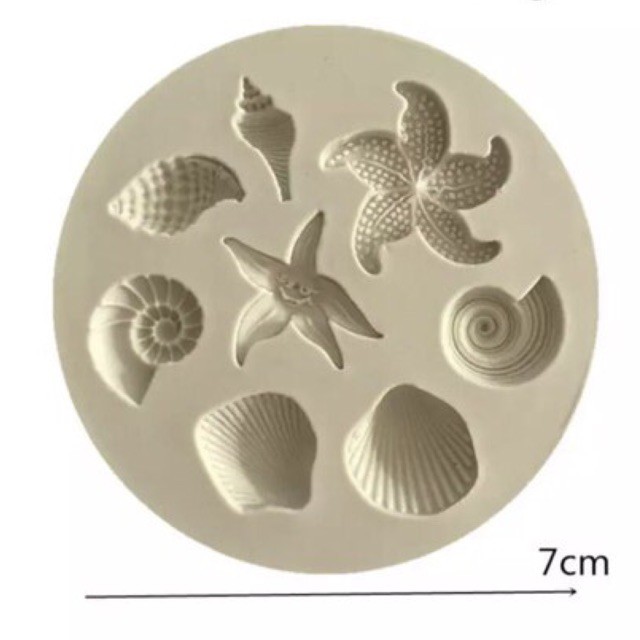 Khuôn silicon rau câu sinh vật biển sao,sò M02