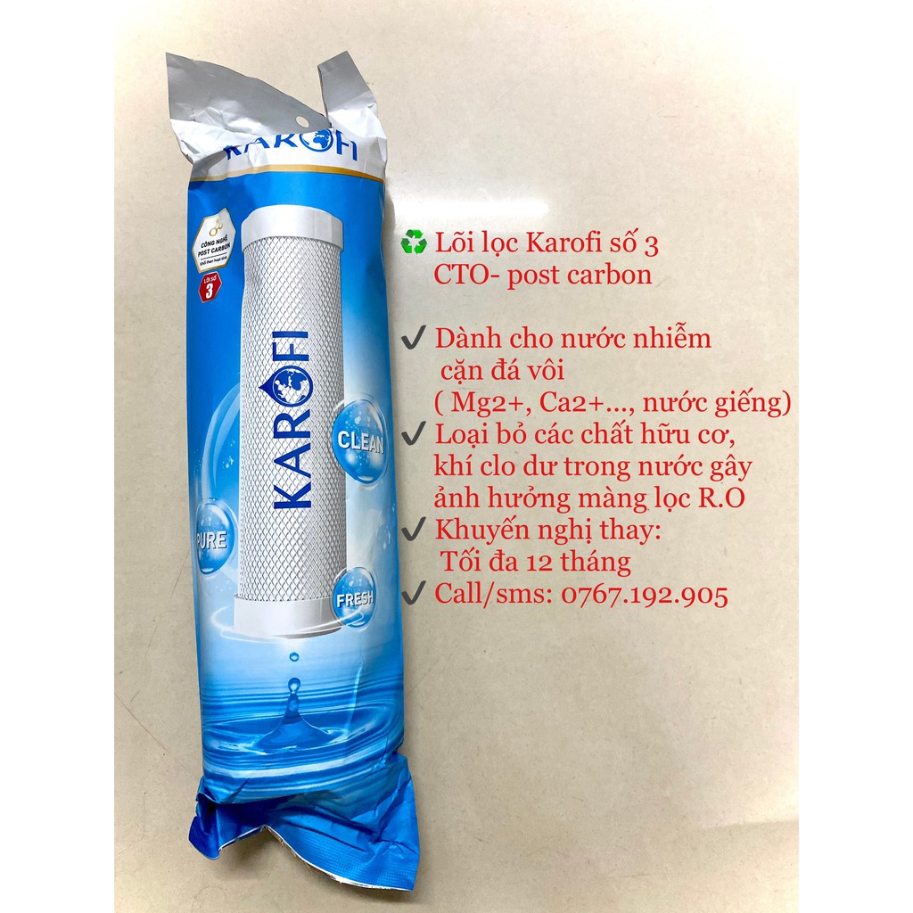 [𝐂𝐡𝐢́𝐧𝐡 𝐇𝐚̃𝐧𝐠 𝟏𝟎𝟎%] Lõi lọc Karofi số 3CTO Lưới-Lõi dành cho KAROFI Op1310,P95,U03,U05,SS038,U95 -(n