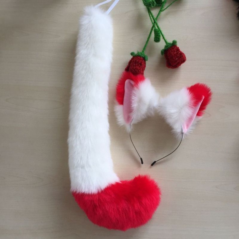 Đuôi Bông Hóa Trang Nhân Vật Anime Tai Sói Màu Sắc Tương Phản