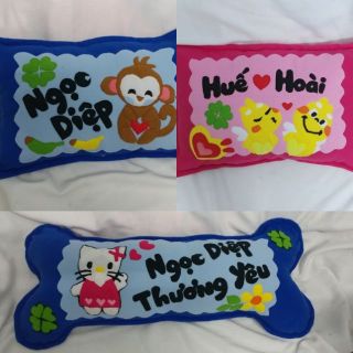Bộ 3 vỏ gối và gối nằm, gối ôm handmade