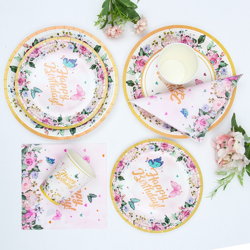 Bộ 10 Món Dụng Cụ Bàn Ăn Và Ống Hút Màu Sắc Trơn Dùng Một Lần Trang Trí Tiệc Sinh Nhật Bé