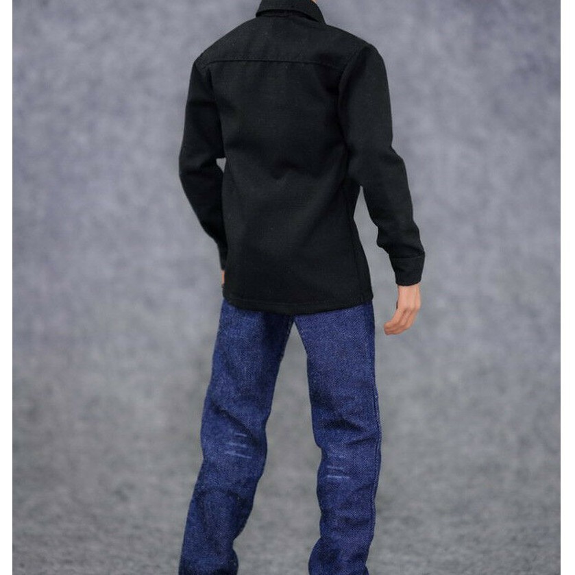 Set Áo Sơ Mi Đen + Quần Jean Tỉ Lệ 1: 6 Cho Mô Hình Nhân Vật 12 "