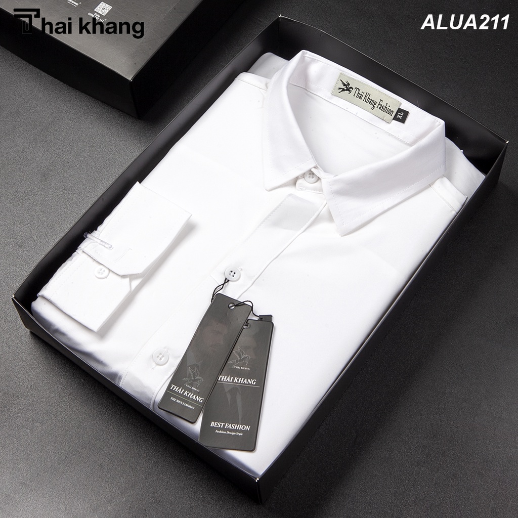 áo sơ mi hàn quốc dài tay vải lụa thái co dãn mịn mát loại áo sơ mi trắng nam dài tay form body ALUA21