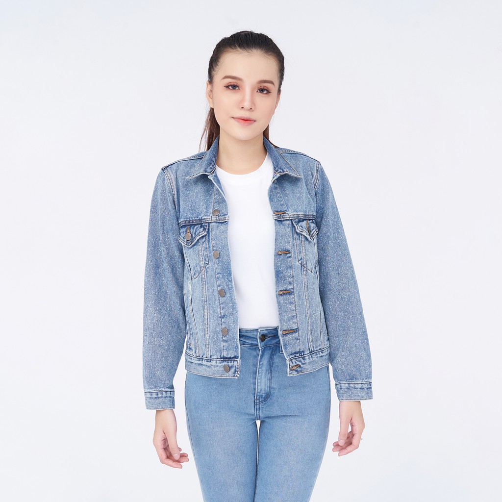 Áo Khoác Jean Nữ Trơn Màu Xanh Đậm Nhạt Aaa Jeans | BigBuy360 - bigbuy360.vn