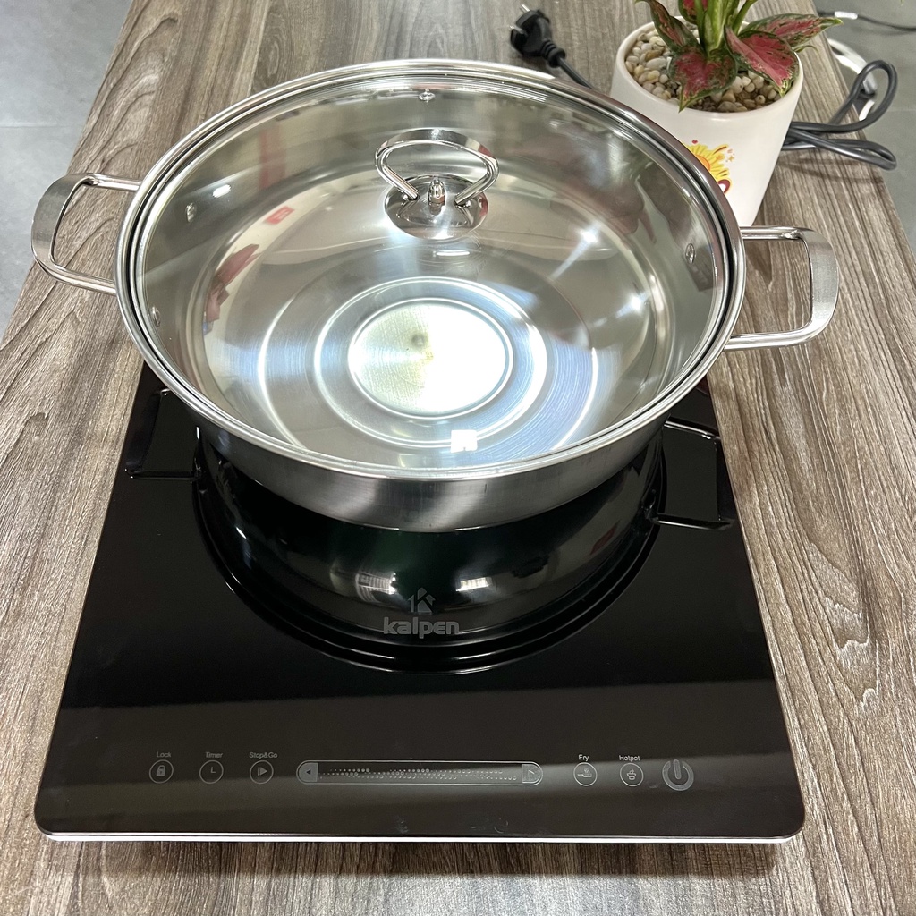 Bếp từ đơn Kalpen ICK-1613 -ICK 1618 Hàng chính hãng nấu siêu nhanh với vòng từ kép 2200w tặng nồi lẩu 28cm