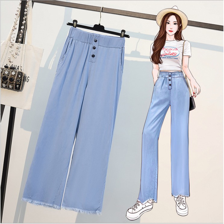 Quần jeans ống rộng nữ Hàn Quốc, Chất jean bền đẹp tôn dáng, đủ size 40>67kg QS32