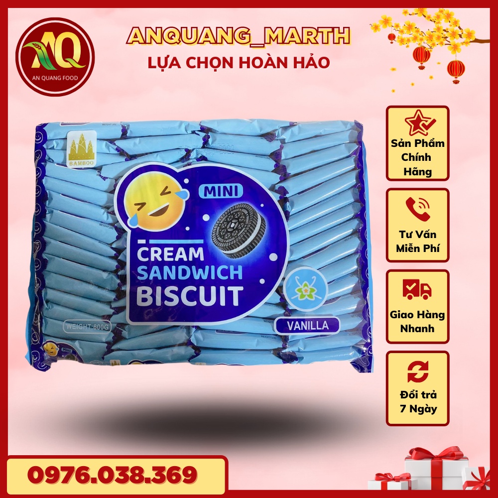 Bánh quy ANQUANG_MARTH, bánh mini bamboo vị sữa ,socola , chanh , dâu gói 600gr-Hàng chất lượng