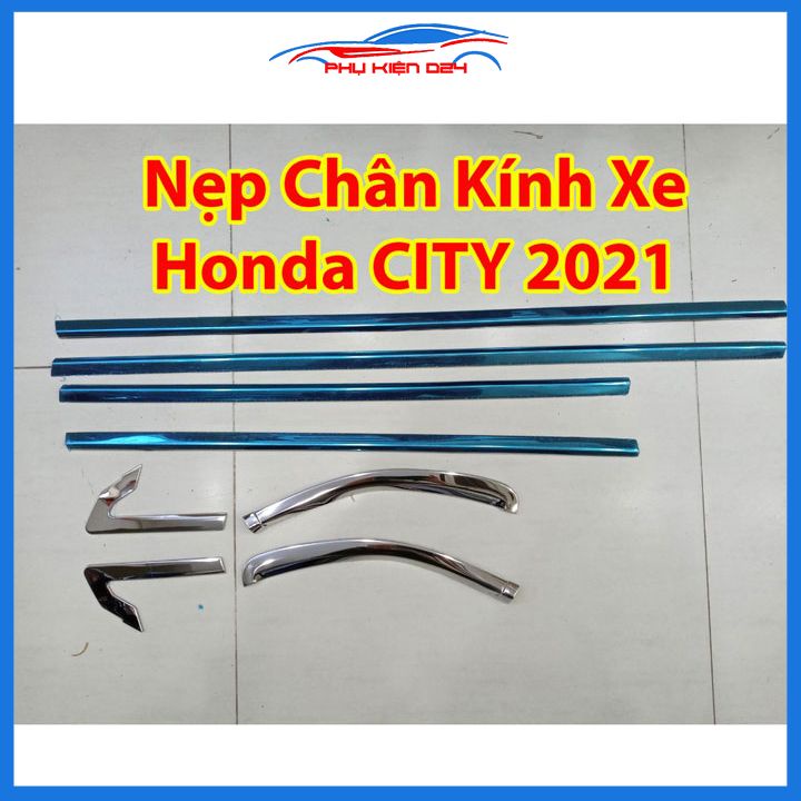 Bộ nẹp viền chân kính cong kính City 2021-2022-2023 Inox sáng bóng chuẩn form xe