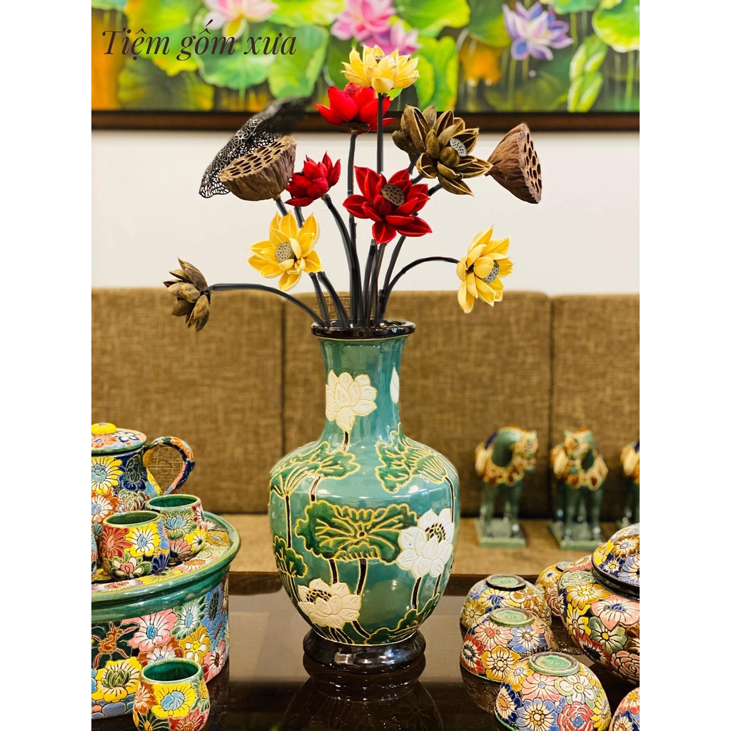 Hoa sen gỗ khô - Đài sen - Lá sen dâng cúng dường phật trang trí decor nhà - hoa lẻ