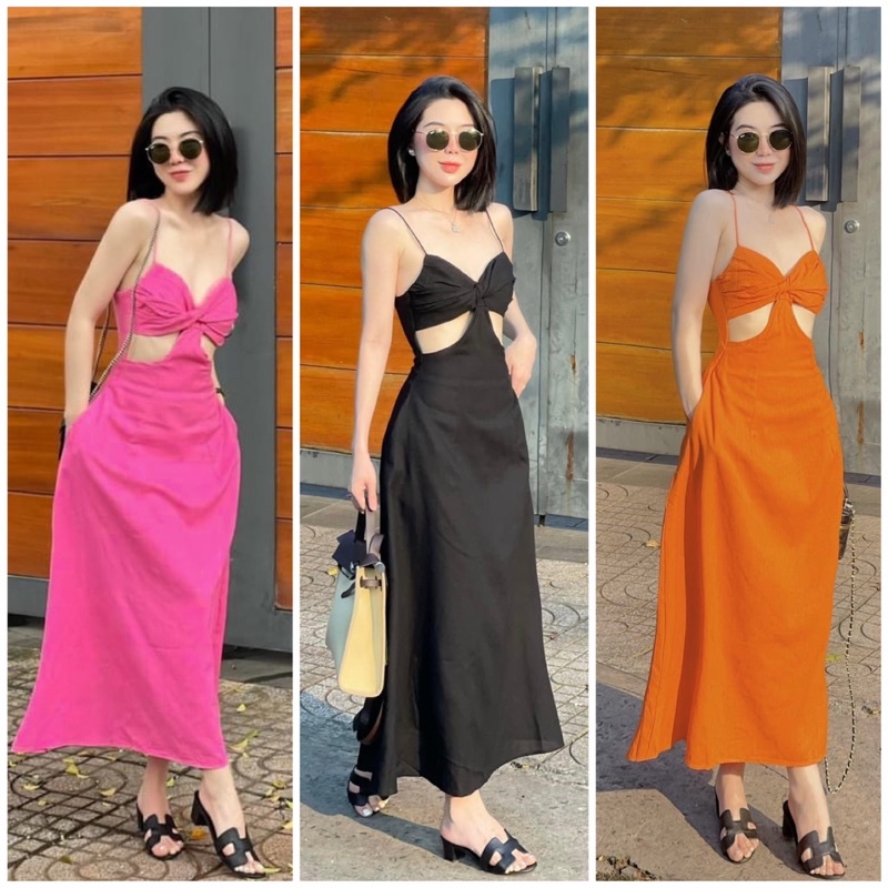 ĐẦM MAXI CUT EO VÁY CUT OUT XOÈ 2S💕GIMI (kèm ảnh thật)