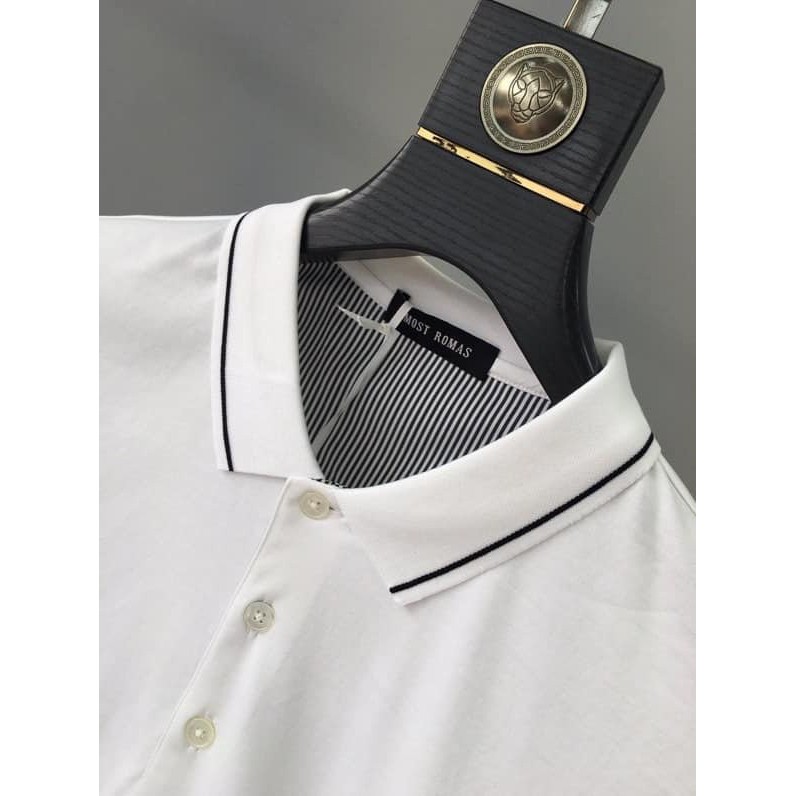 {LOẠI 1}Áo phông nam, ÁO POLO màu trắng phối viền cổvà tay dáng ôm body phong cách Hàn Quốc | BigBuy360 - bigbuy360.vn