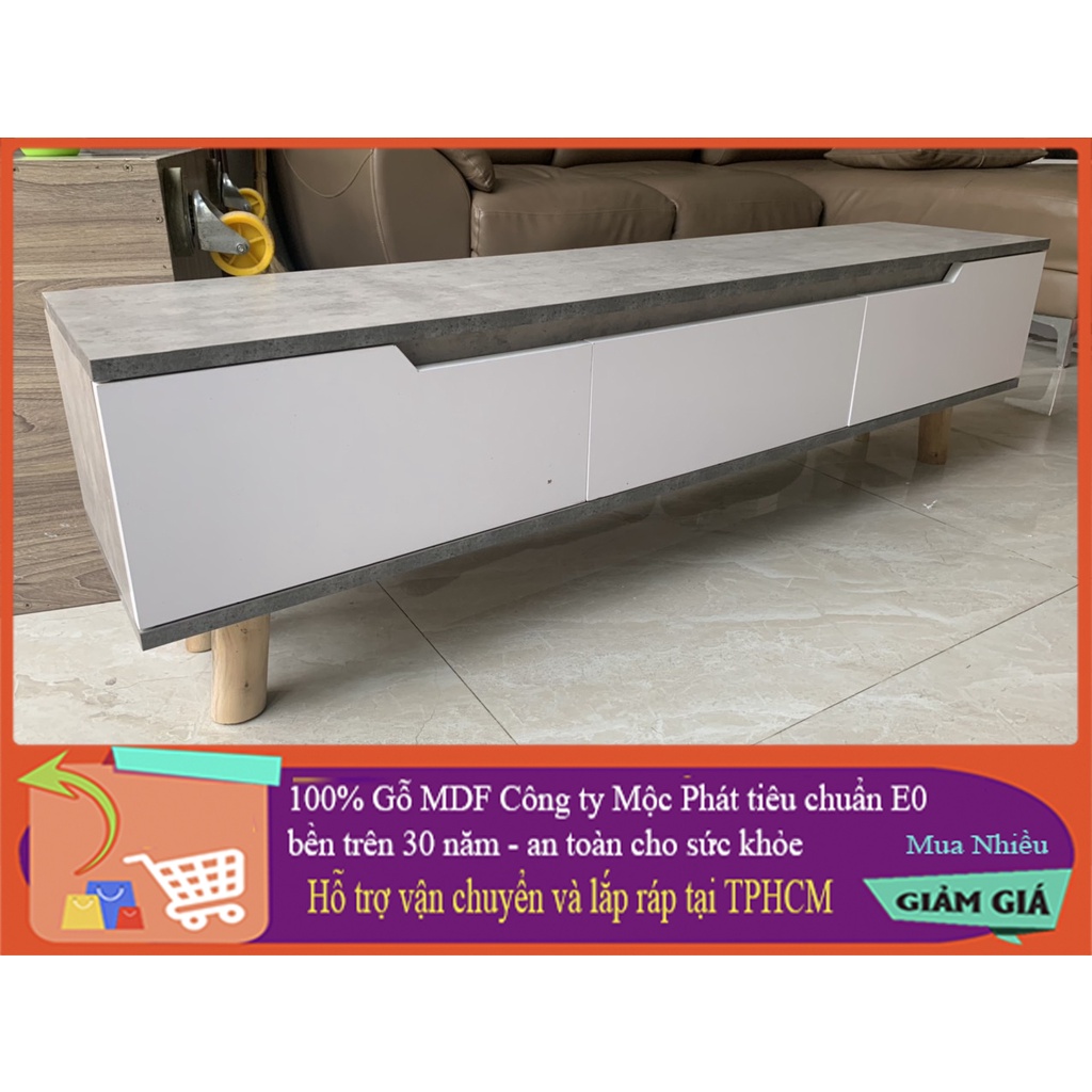 Made in VN Kệ tivi , kệ phòng khách để sàn An Nhiên có ngăn kéo - gỗ mdf 18mm công ty Mộc Phát độ bền trên 30 năm AN004