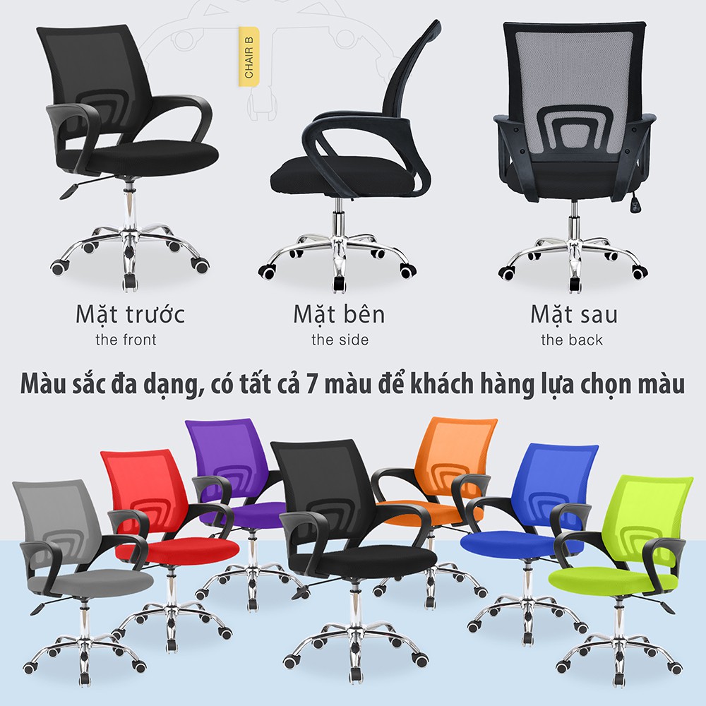 Chair19 Ghế lưới văn phòng cao cấp chân xoay Mẫu B01