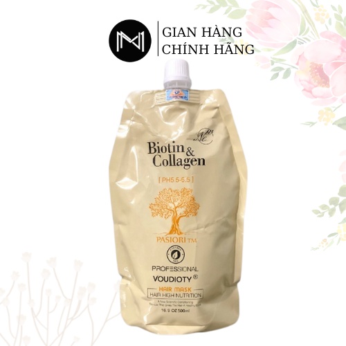 Kem ủ tóc Biotin collagen 500ml giúp tóc phục hồi siêu mềm thơm mượt