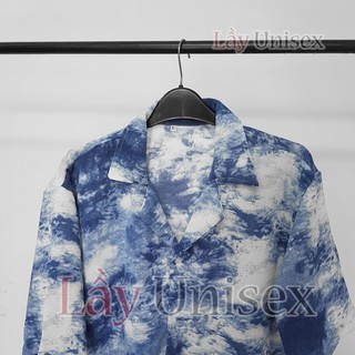 Sơ mi lụa cổ vest màu loang
