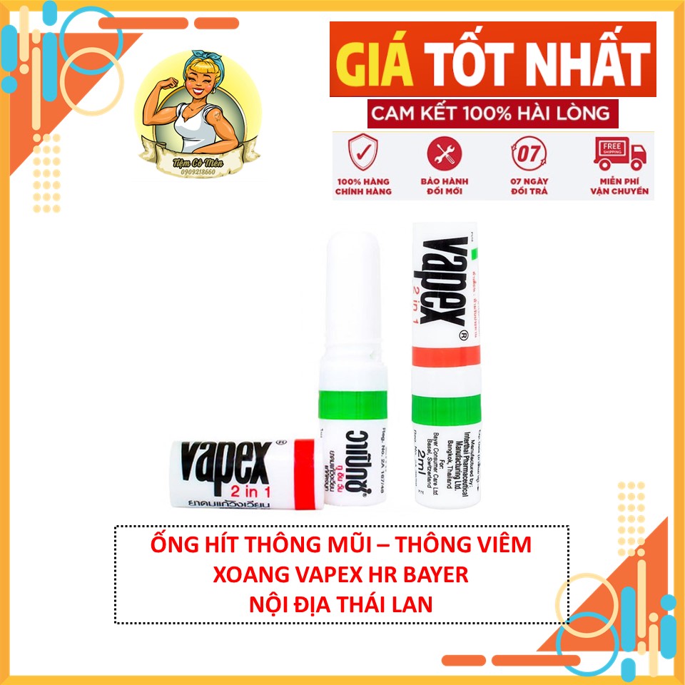 Ống Hít Thông Mũi, Thông Viêm Xoang Vapex HR Bayer - Hàng Nội Địa Thái Lan