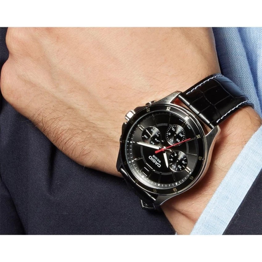 Đồng hồ nam dây da Casio chính hãng Anh Khuê MTP-1374L-1AVDF