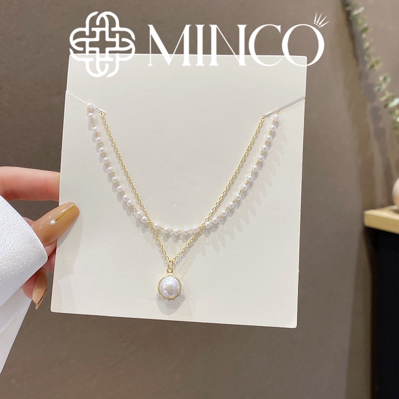 Dây chuyền nữ ngọc trai nhân tạo Minco Accessories kiểu dáng chocker 2 tầng DT142