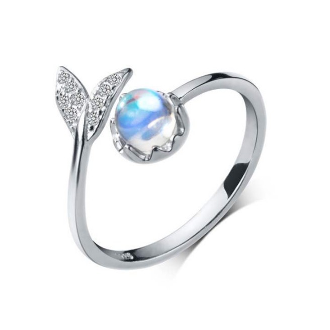 Nhẫn bạc nữ s925 thiết kế hình đuôi cá đại dương xanh xinh xắn nhẫn freesize chỉnh linh hoạt - N2460 - Bảo Ngọc Jewelry