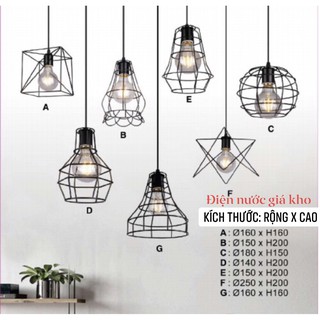 ĐÈN THẢ RỌ SẮT, Đèn thả DECOR rọ sắt trang trí nhiều kiểu dáng ( Giá chưa bao gồm bóng đèn)