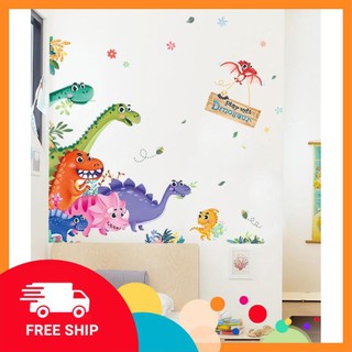 ⚡️𝗙𝗥𝗘𝗘𝗦𝗛𝗜𝗣⚡️ Decal dán tường Khủng long sắc màu