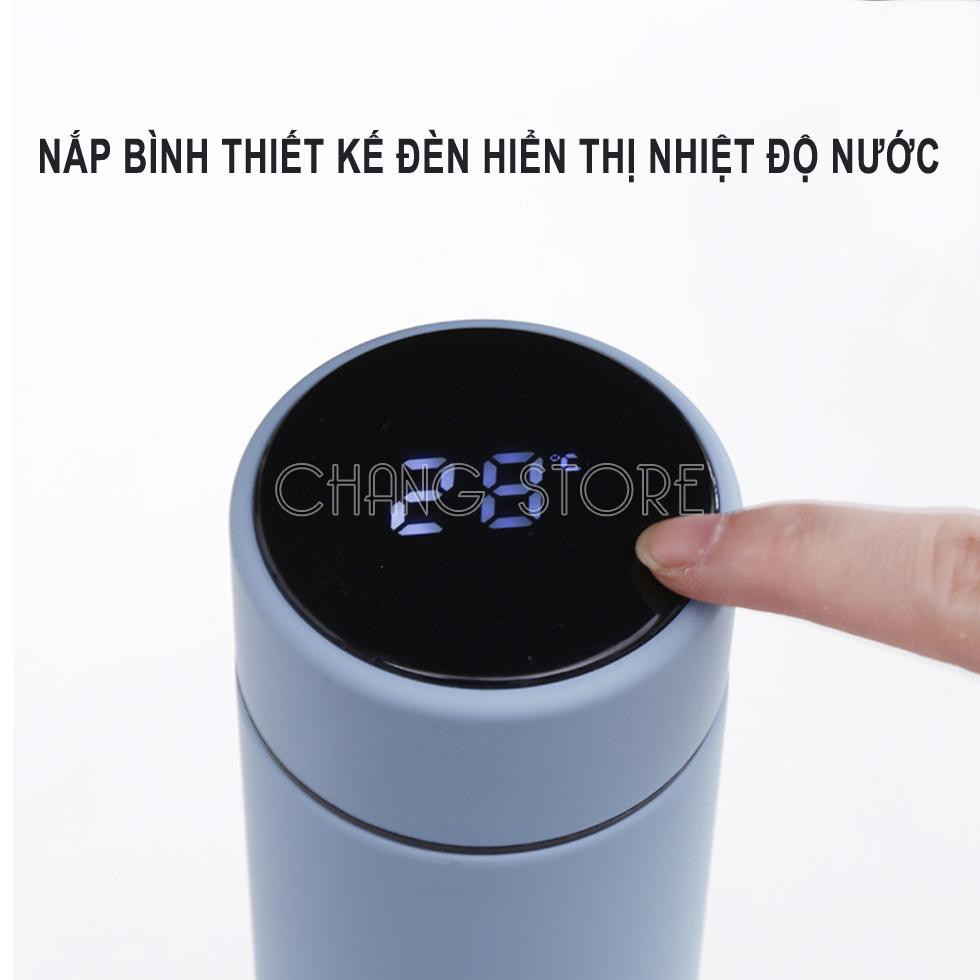 Bình giữ nhiệt inox 2 lớp thông minh có đèn LED hiển thị nhiệt độ dung tích 500ml nhỏ gọn, sang trọng