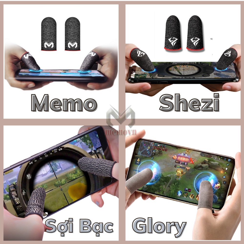 Bao tay chơi game ff Memo Shezi sợi bạc cao cấp 2 ngón chống mồ hôi tay tăng độ nhạy cảm ứng - MemoVN