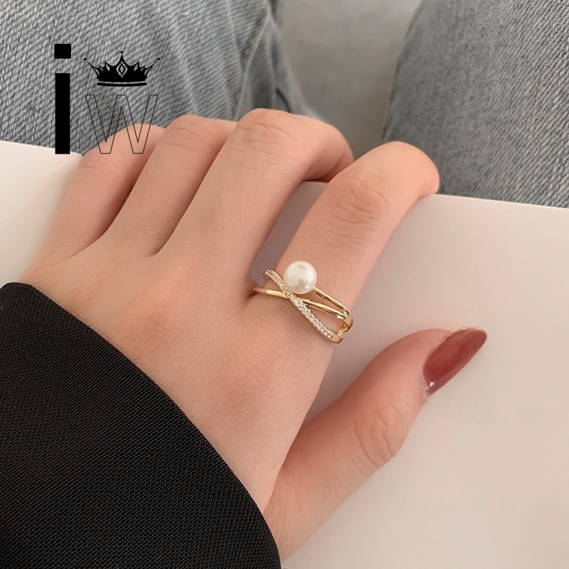 Nhẫn Hợp Kim Đính Ngọc Trai Nhân Tạo Thời Trang
