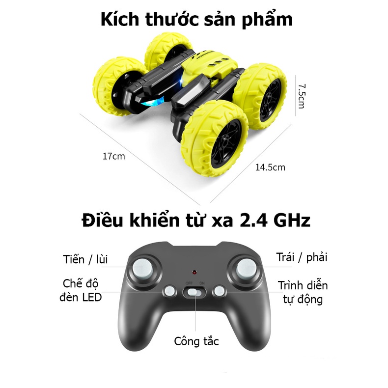 Xe ô tô điều khiển từ xa  KAVY có tạo hình chữ đèn LED tốc độ cực kì cao, trình diễn tự động 5 chế độ