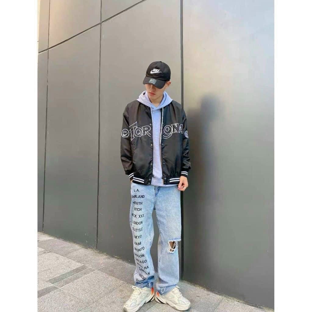 áo khoác bomber chất dù 2 lớp dày dặn áo khoác bóng chày dành cho nam nữ form rộng phong cách ulzzang VN08 | BigBuy360 - bigbuy360.vn