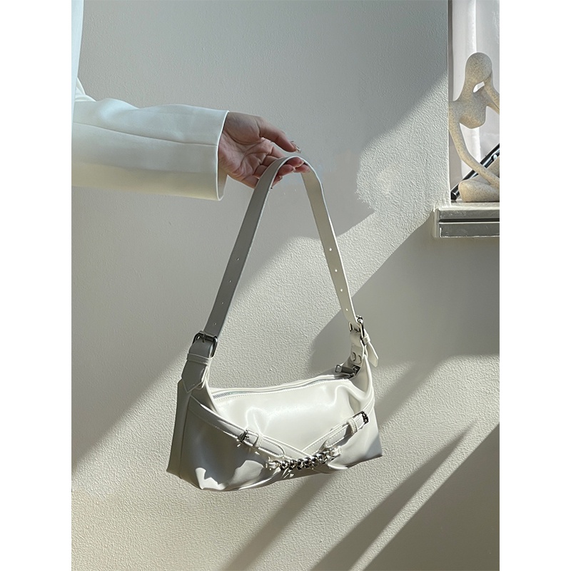 Thời Trang Túi Xách Đeo Vai Phối Dây Xích Joker Màu Đen Xu Hướng Cho Nữ niche