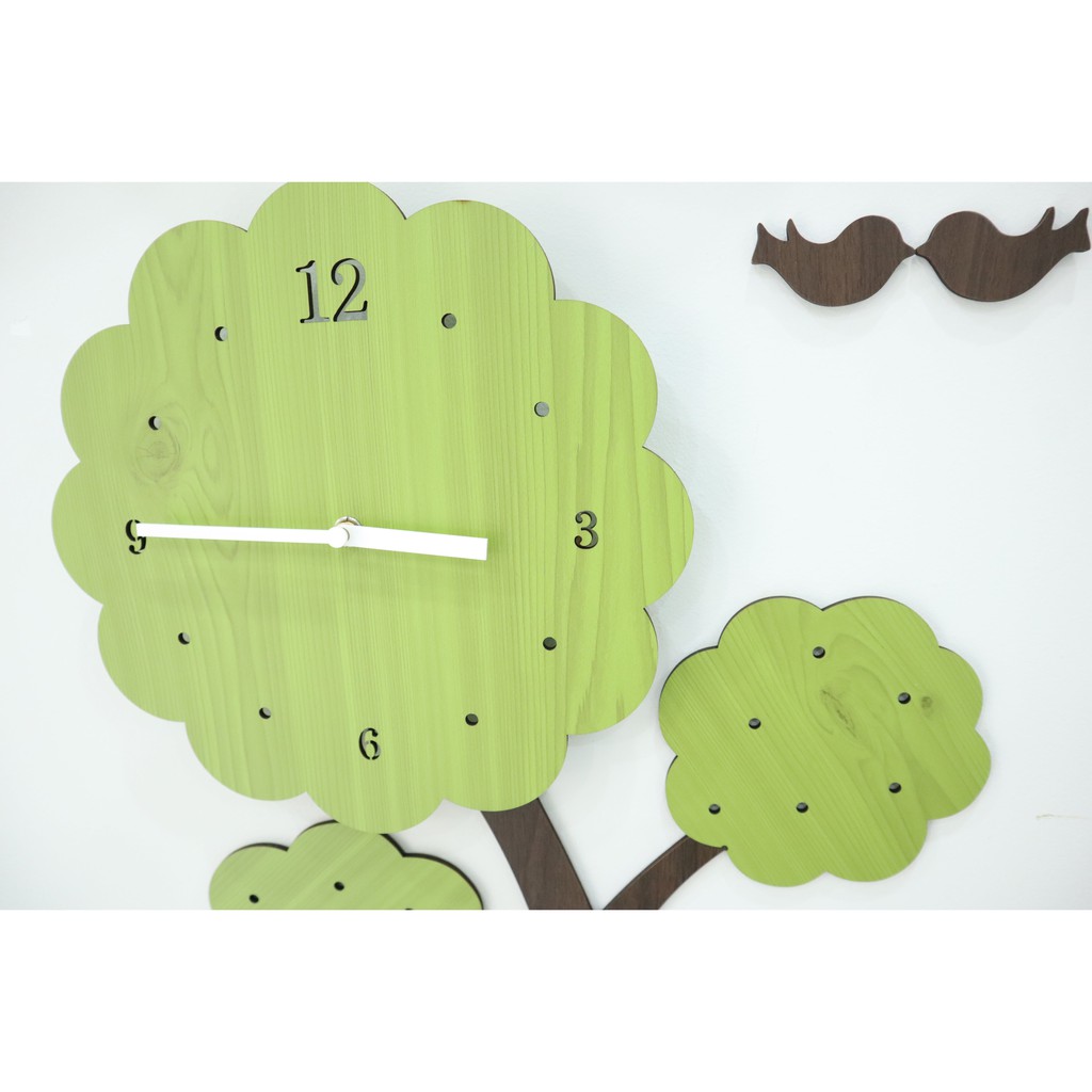 [Hàng chính hãng] Đồng hồ treo tường, đồng hồ trang trí nhà cửa hình cây - Tree wall clock kèm 3 khung ảnh