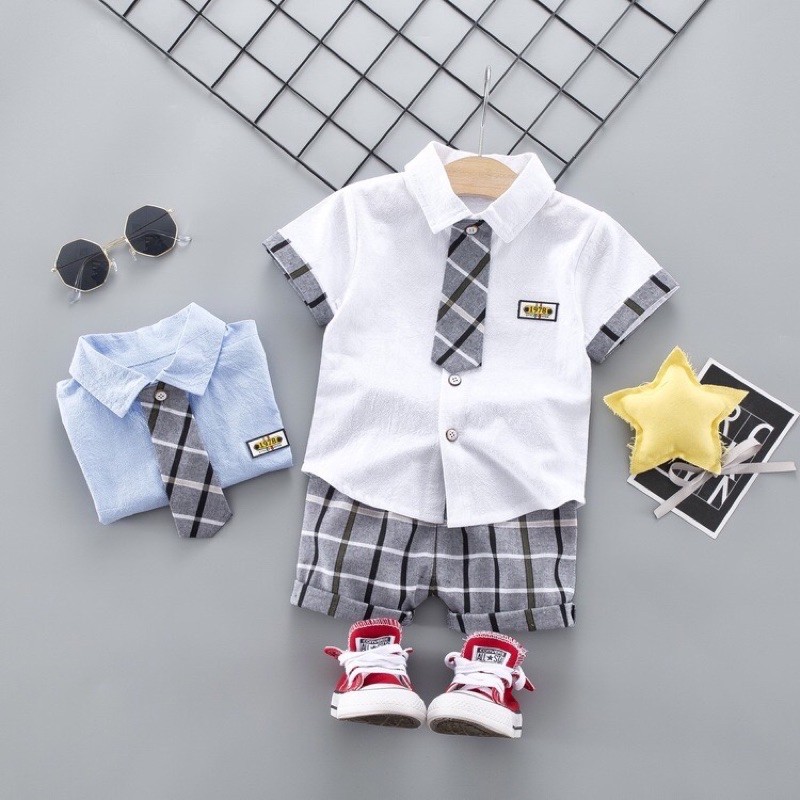 (Hình thật) Set bộ sơmi 3 chi tiết cho bé