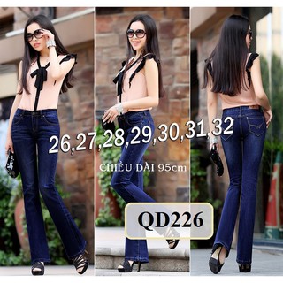 Quần Jean Ống Loe 💕FREESHIP💕 Quần jean lưng cao 1 nút ống loe wash nhẹ QD226