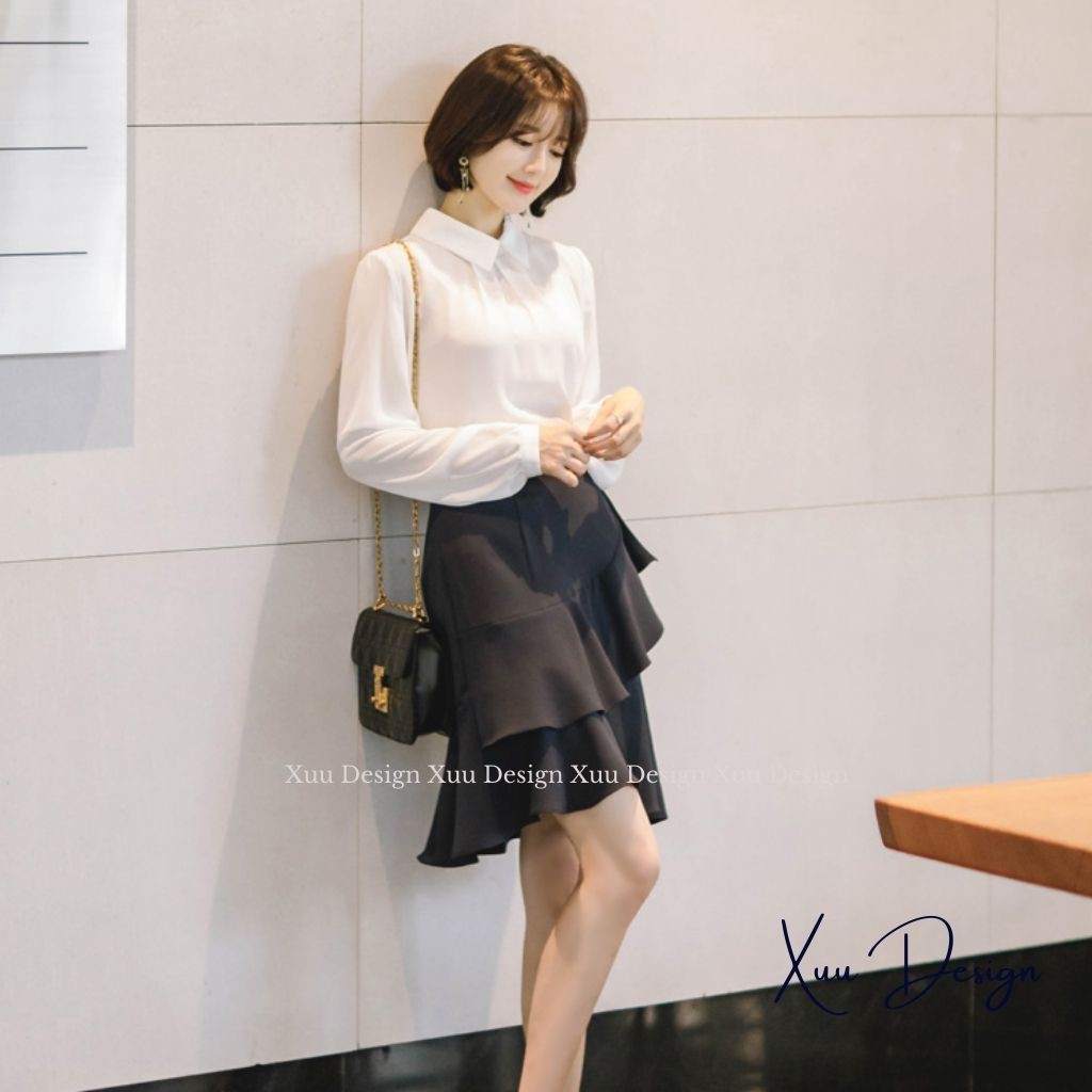 Áo sơ mi trắng nữ Xuu Design, mẫu áo sơ mi đẹp nhẹ nhàng chất vải cao cấp - Xu13