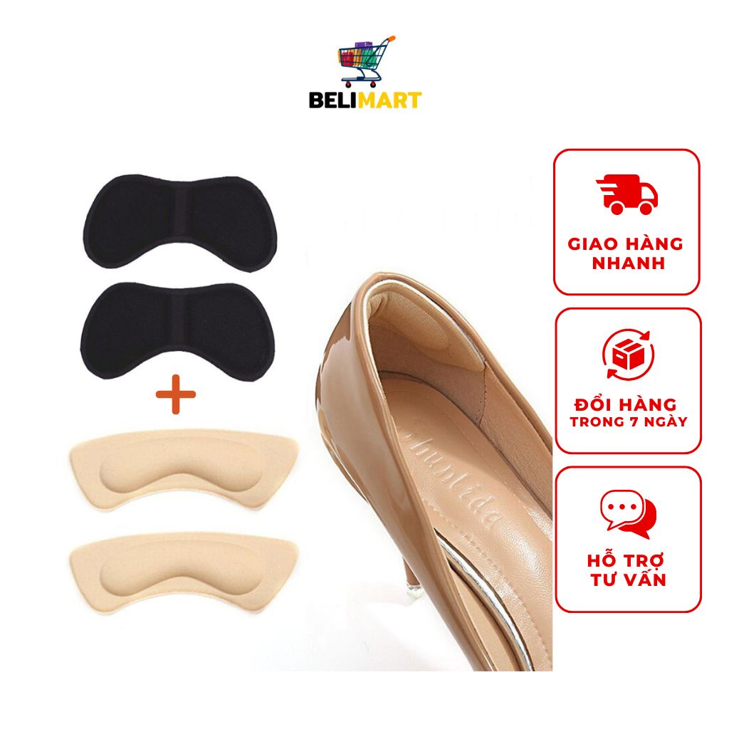 Combo 2 cặp lót giày cao gót 4D chống trầy da, chống tuột gót, bảo vệ gót sau Beli PK53 và PK54