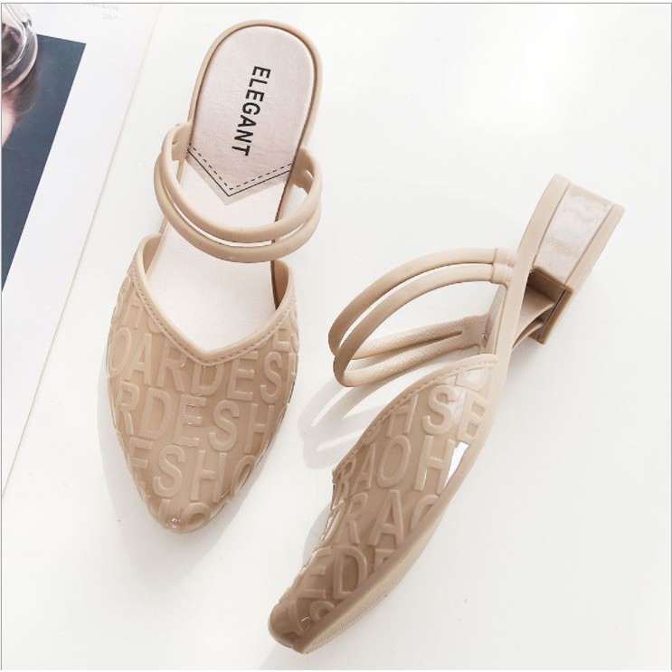 [HCM] Dép Thời Trang Nữ Elegant Đế 2 Phân Có Quai Sau Chất Liệu Da Mềm