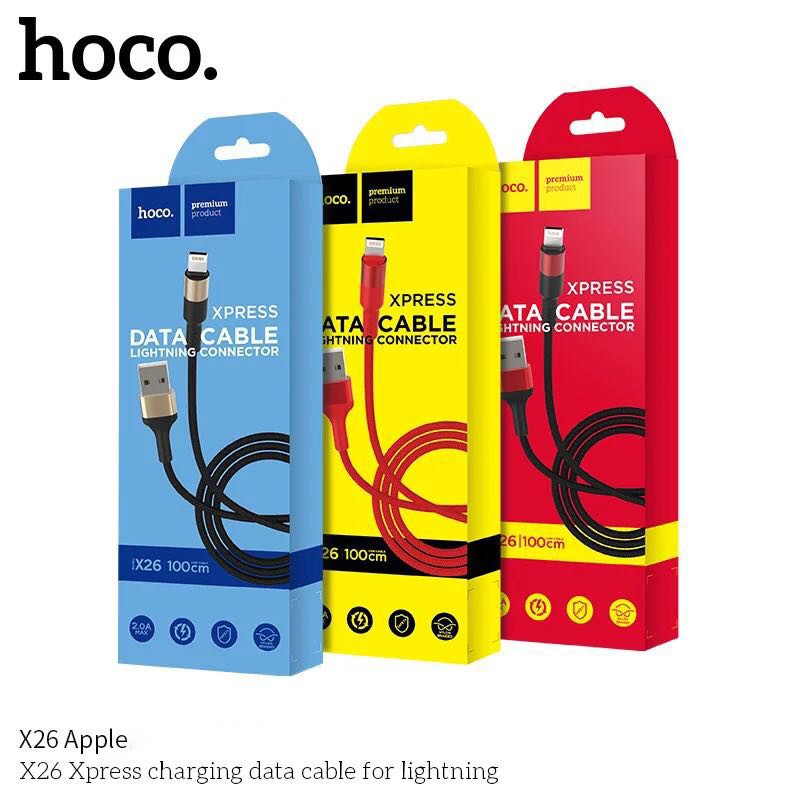 Cáp Sạc Nhanh Hoco X26 1 mét Chân Lighitng- Bảo Hành 12 tháng Chính Hãng