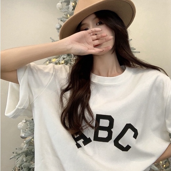 Áo Thun Unisex ABC Dáng Rộng Phong Cách,Áo Phông Tay Lỡ Nam Nữ Thoáng Mát