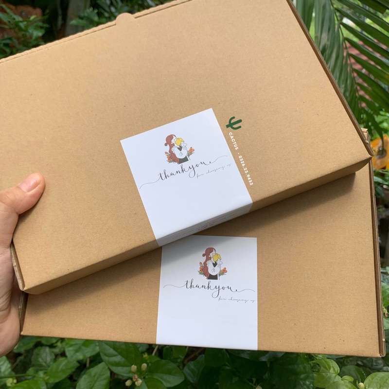 Combo 100 Tem Thank You Dán Hộp
