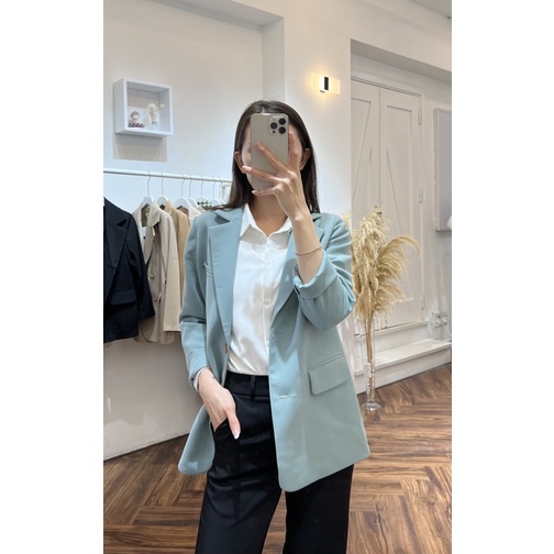 Áo blazer nữ 1 lớp dáng dài tay dài Huien Design thời trang công sở thanh lịch, áo vest nữ Hàn Quốc màu sắc | BigBuy360 - bigbuy360.vn