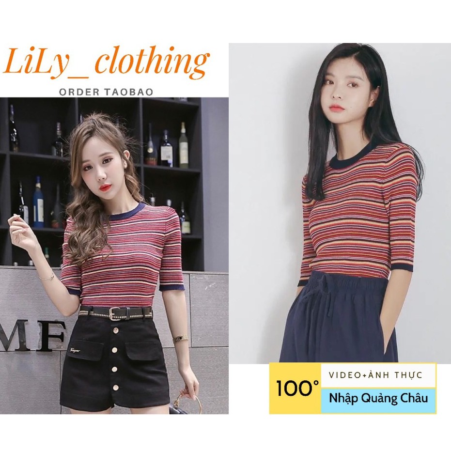 Áo croptop nữ mongtoghi Quảng Châu [VIDEO+ẢNHTHẬT] Áo kiểu nữ tay ngắn dáng crt viền cổ và tay áo - nhập Taobao có sẵn