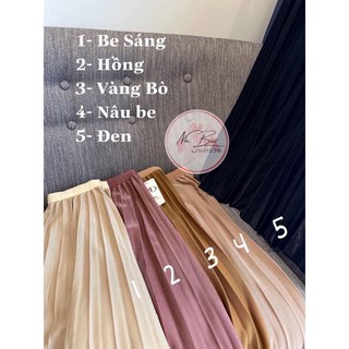 Chân váy dập li lưng thun