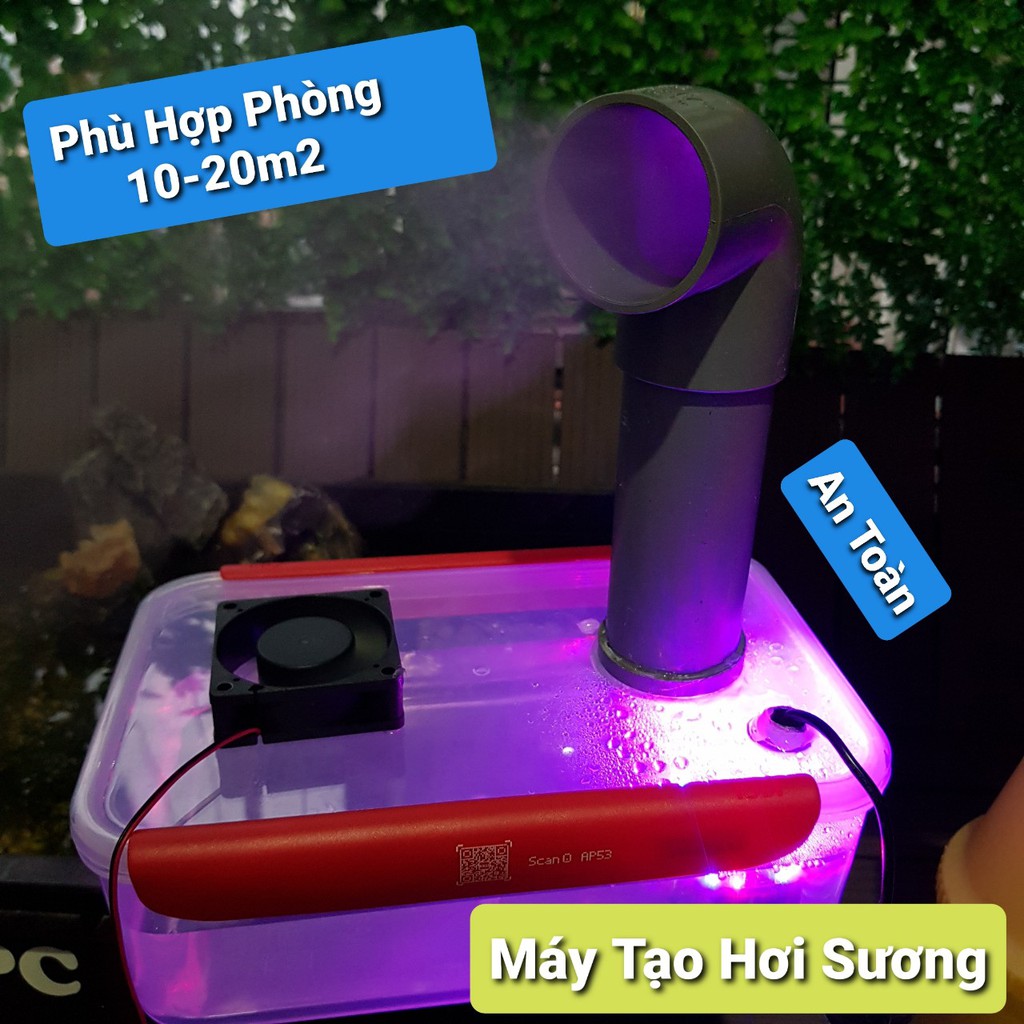 Combo Phun Sương Tạo Hơi Nước 12 LED 24V ( Phun sương+ Quạt + nguồn )Động Cơ Tạo Hơi NướcBộ Tạo Sương Siêu Âm