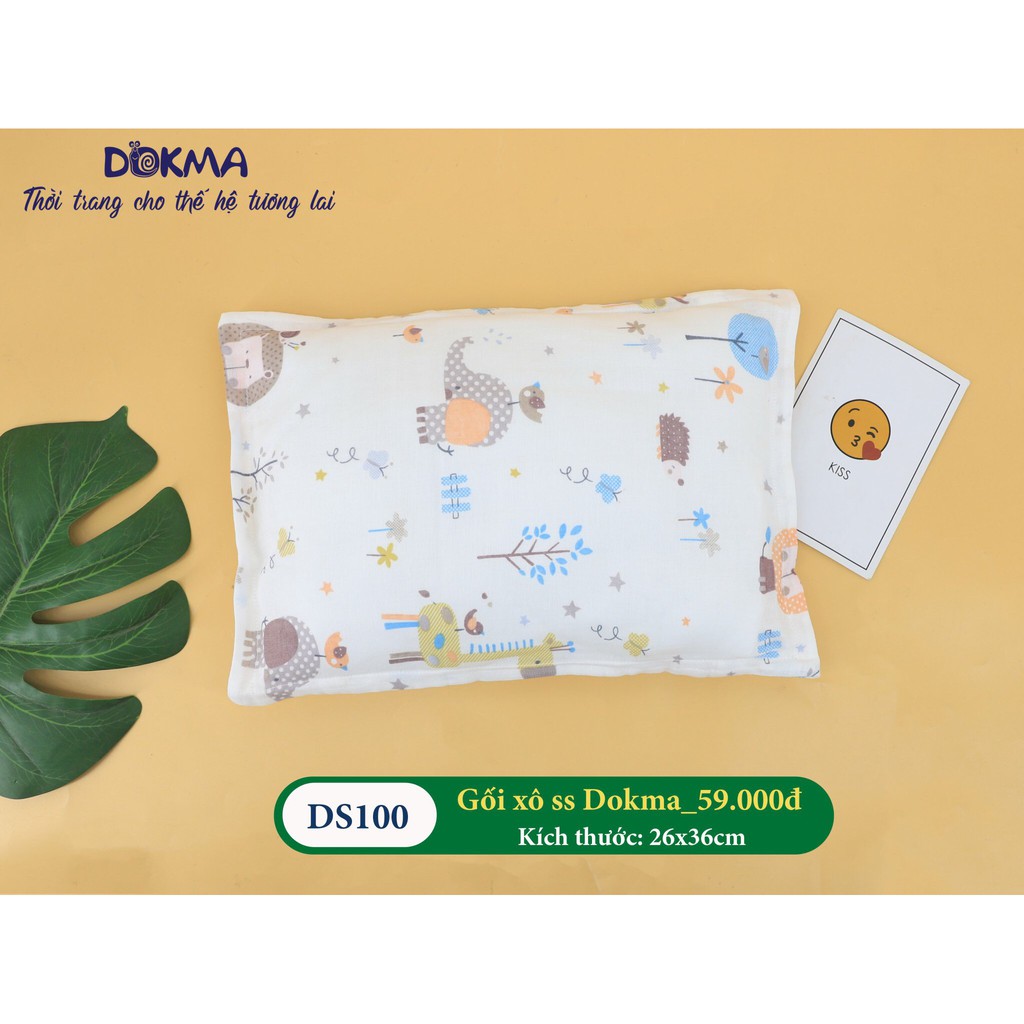 Gối xô thoáng mát, thấm hút mồ hôi cho bé/trẻ sơ sinh Dokma (kích thước 36x 26cm) DS100